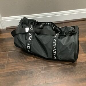 Victoria's Secret VSX Black Duffle Bag Logo Pockets Gym Bag